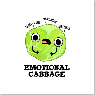 Emotional Cabbage Cute Veggie Pun Posters and Art